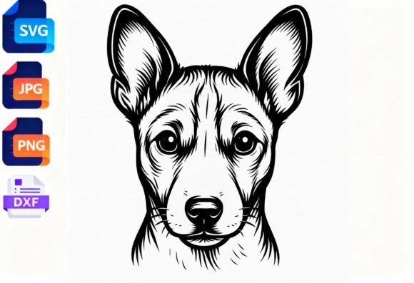 Basenji Dog Face Line Art SVG Review