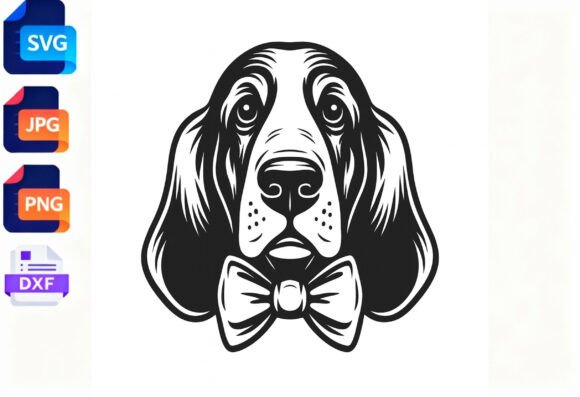 Basset Hound Dog Face with Bowtie SVG Review