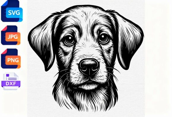 Black and White Dog Face Line Art SVG Review