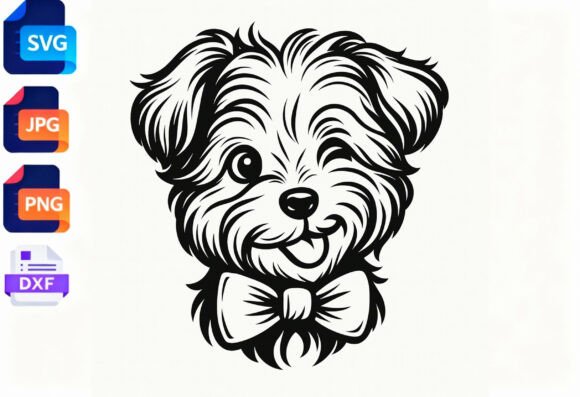 Cute Dog with Bowtie SVG Clipart