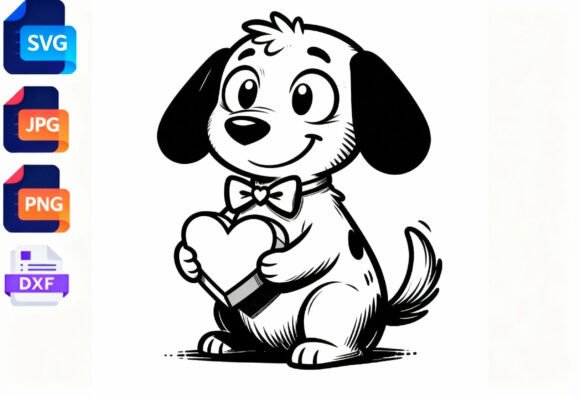 Cute Dog with Heart SVG