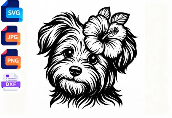 Cute Dog with Hibiscus Flower SVG Review