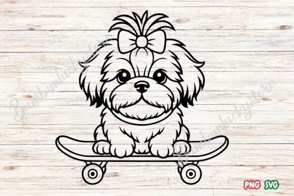 Dog on Skateboard Svg
