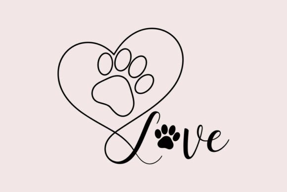 Dog Paw Hand Heart Svg Minimal Pet Love