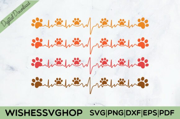 Dog Paw with Heartbeat SVG PNG Free