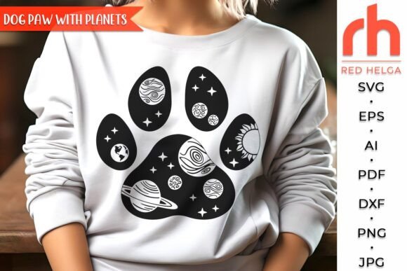 Dog Paw with Planets SVG for Embroidery Projects