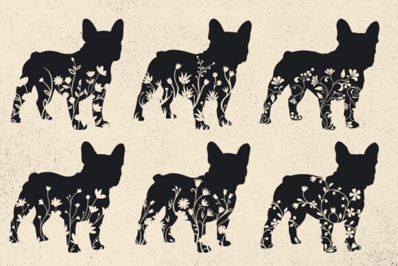 Floral French Bulldog SVG