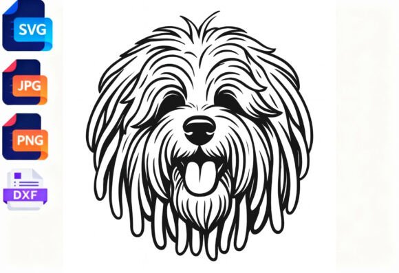 Fluffy Dog Face Line Art SVG Review