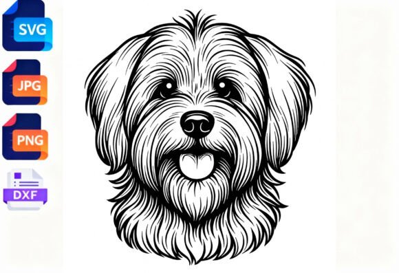 Fluffy Dog Head Line Art SVG Review