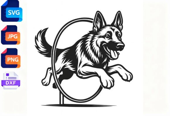 German Shepherd Dog Agility Jump SVG
