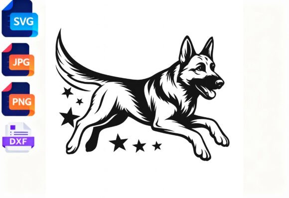German Shepherd Dog Running Stars SVG Review
