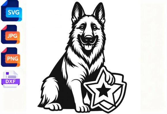 German Shepherd Dog Star Shield SVG