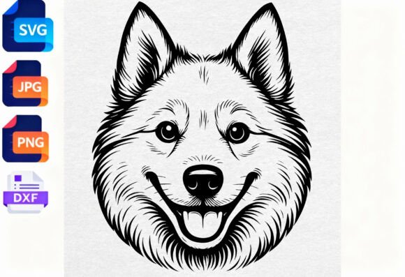 Happy Dog Face Sketch SVG DXF PNG JPG
