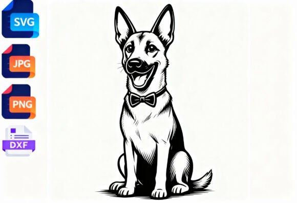Happy Dog with Bowtie Clipart SVG DXF Review
