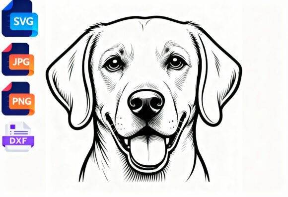 Labrador Retriever Dog Face Line Art SVG Review