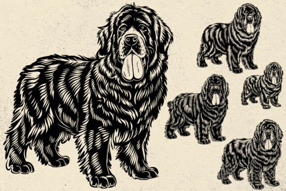 Newfoundland Dog Vector Bundle File SVG