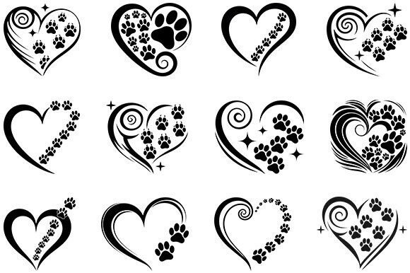 Paw Heart Svg for Embroidery Projects