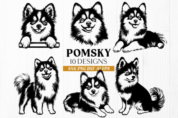 Pomsky SVG Bundle 10 Dog Clipart Print