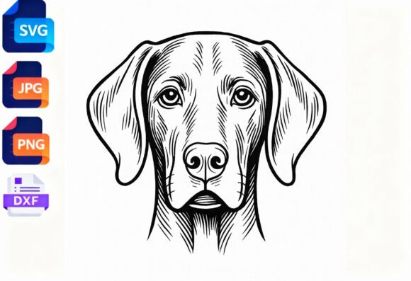Vizsla Dog Portrait Line Art SVG Review